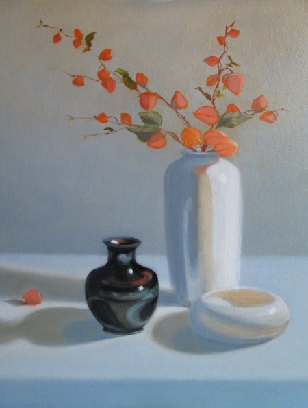 "Lantern Flowers" 16 x 20 oil on linen canvas panel 
